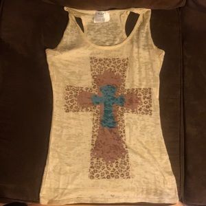 Cream and Leopard Cross Tank